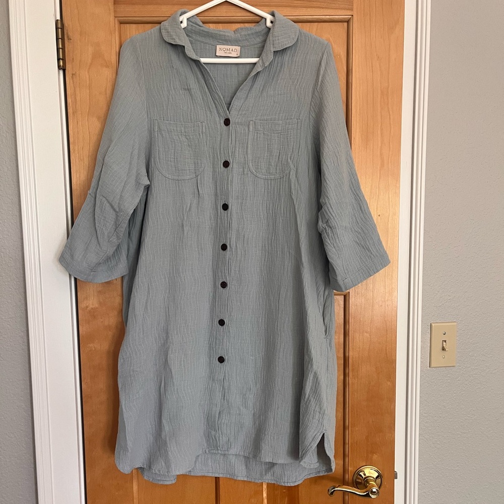 Nomad Light Blue Button-Front Maxi Dress - Picture 5 of 7